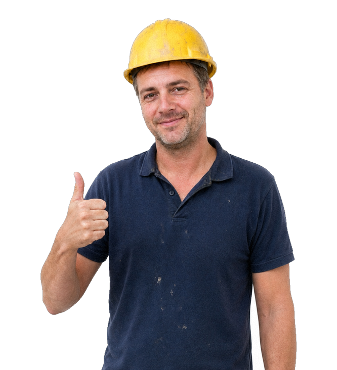 Een aannemer die blij is met zijn nieuwe website
